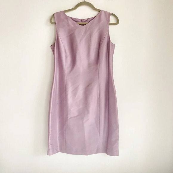 Talbots Pure Silk 2 Piece Sheath Dress + Blazer Set Lilac Purple 10 - Picture 2 of 5